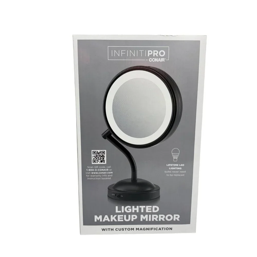 NIB InfinitiPro By Conair Lighted Makeup Mirror Magnification Lifetime LED